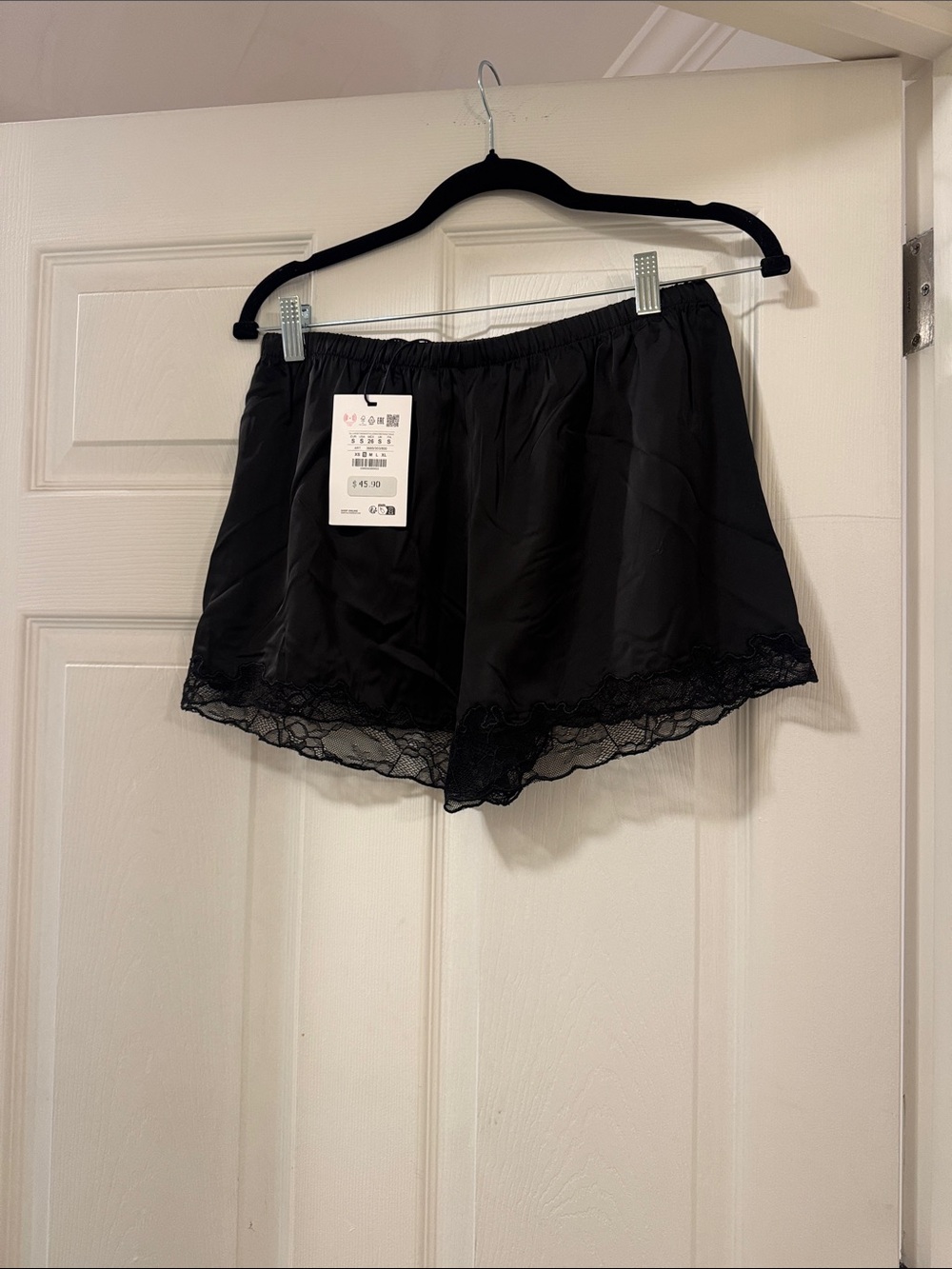 Pull&Bear Black Lace-Trim Sleep Shorts